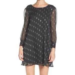 BB Dakota Black A-Line Shift Dress with Bell Sleeves